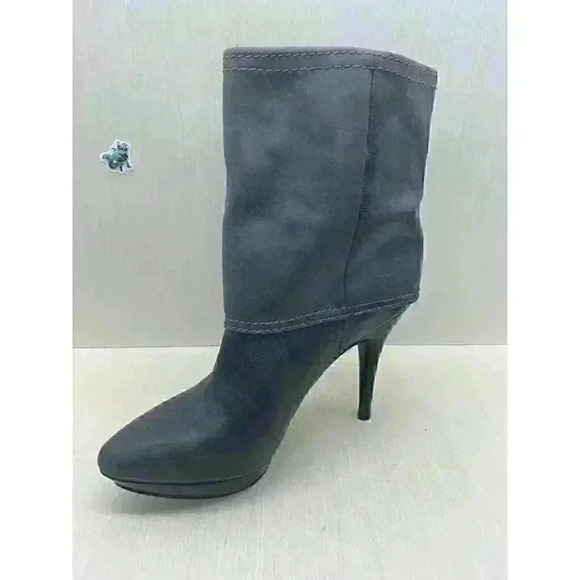 Nine West Matinee Women's Grey Leather High Heel Ankle Boots Fold Over Size 7.5M - Picture 4 of 11